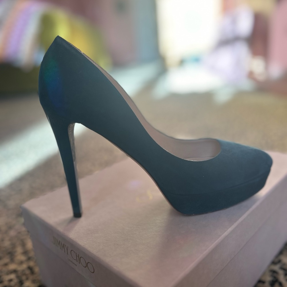 Jimmy Choo Alex platform heel in Teal 9.5